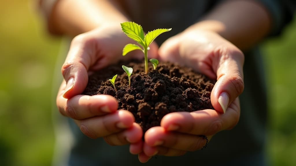 Rich dark compost held in cupped hands